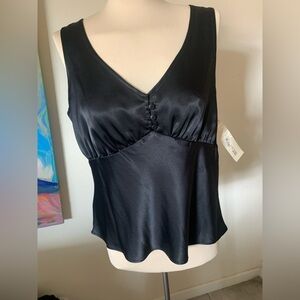 NWT Jones New York Black Satin Sleeveless Top L
